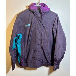 Vintage Columbia Women’s Small Colorblock Outdoor Jacket –Plum Purple & Teal 90s